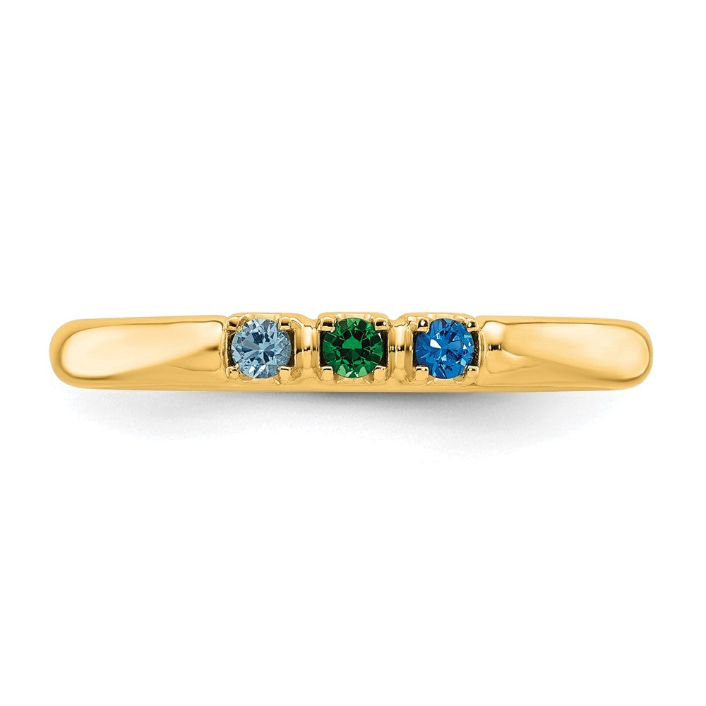 14k Yellow Gold 3 Synthetic Birthstone Mother's Ring