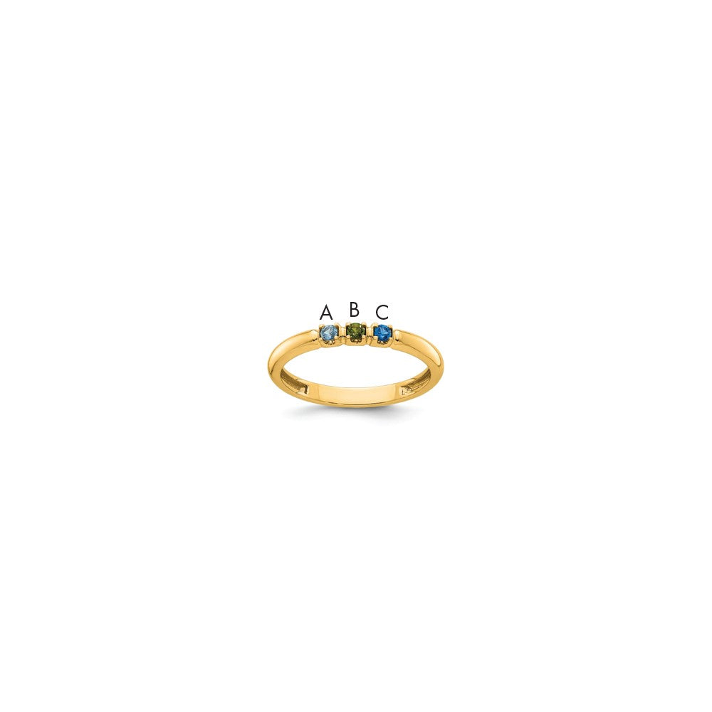 14k Yellow Gold 3 Synthetic Birthstone Mother's Ring