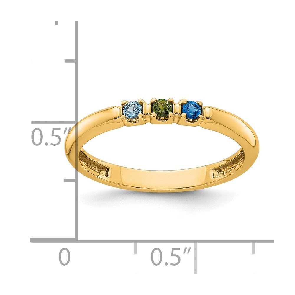 14k Yellow Gold 3 Synthetic Birthstone Mother's Ring