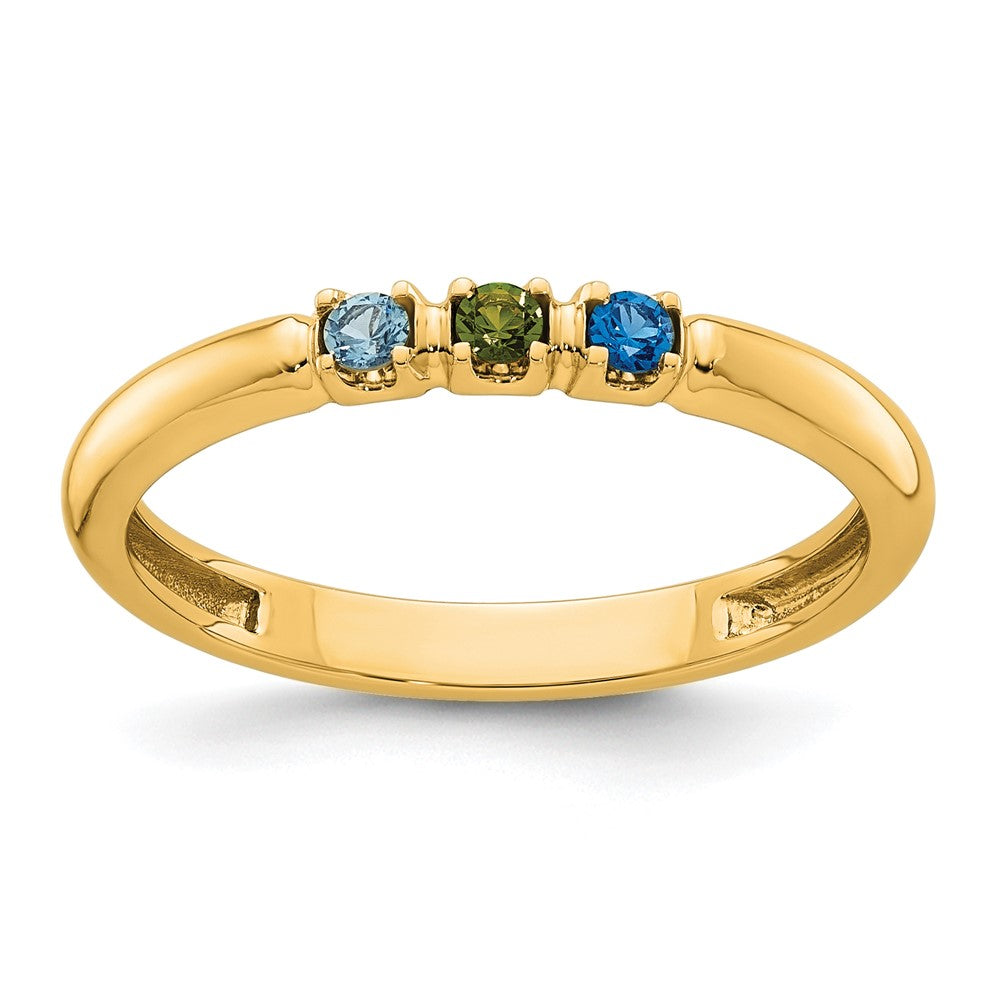 14k Yellow Gold 3 Synthetic Birthstone Mother's Ring