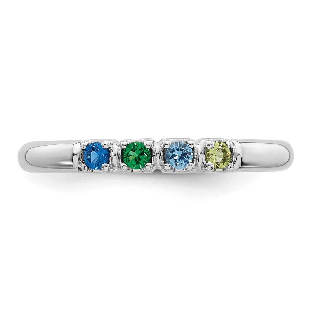 14k White Gold Synthetic 4 Birthstone Mother's Ring