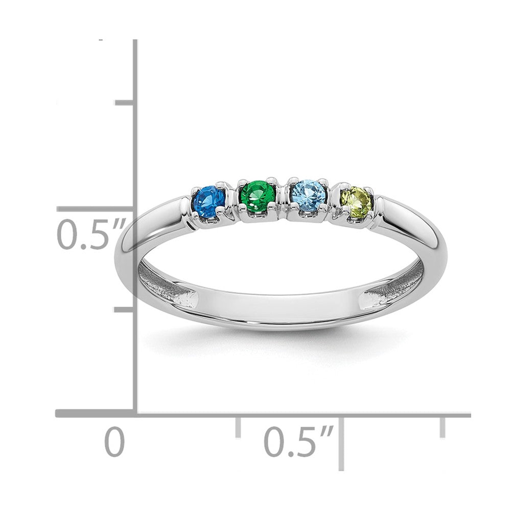 14k White Gold Synthetic 4 Birthstone Mother's Ring