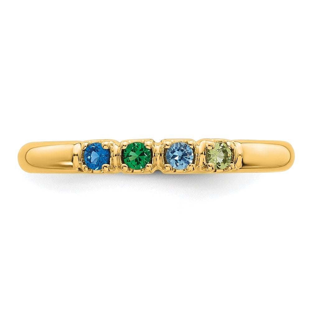 14k Yellow Gold 4 Synthetic Birthstone Mother's Ring