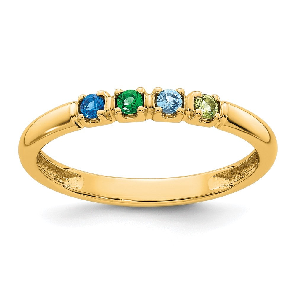 14k Yellow Gold 4 Synthetic Birthstone Mother's Ring