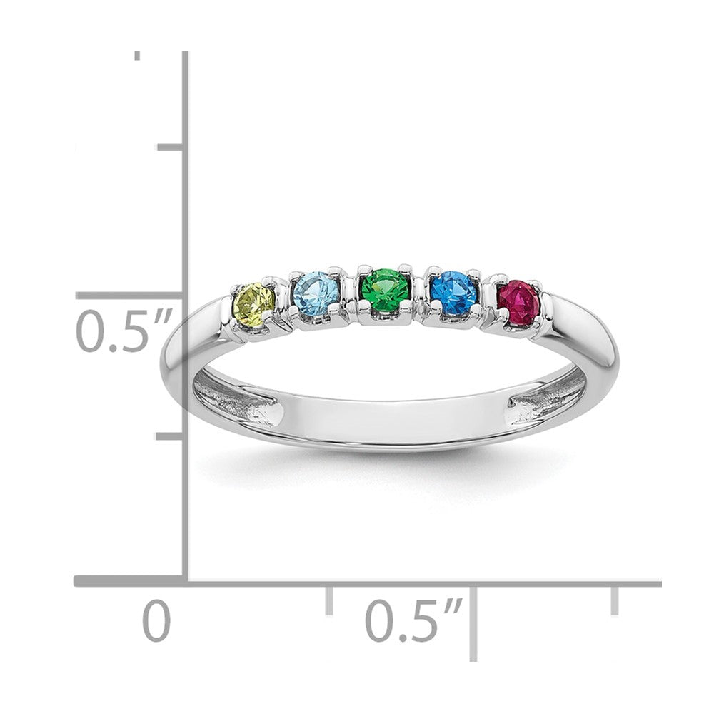 14k White Gold Synthetic 5 Birthstone Mother's Ring