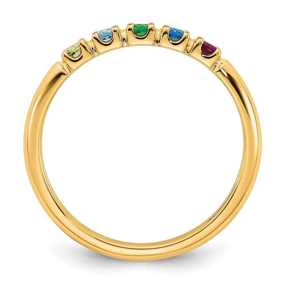 14k Yellow Gold 5 Synthetic Birthstone Mother's Ring