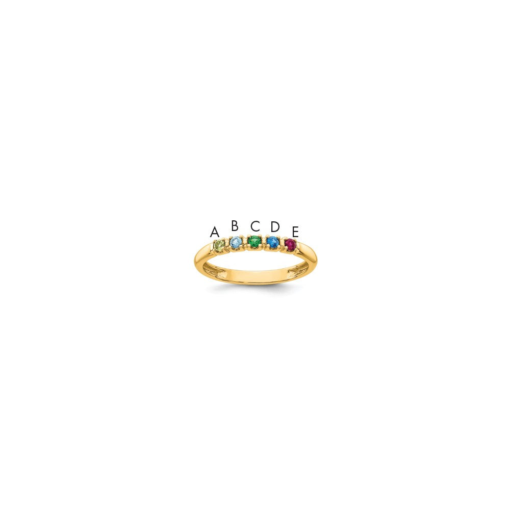 14k Yellow Gold 5 Synthetic Birthstone Mother's Ring