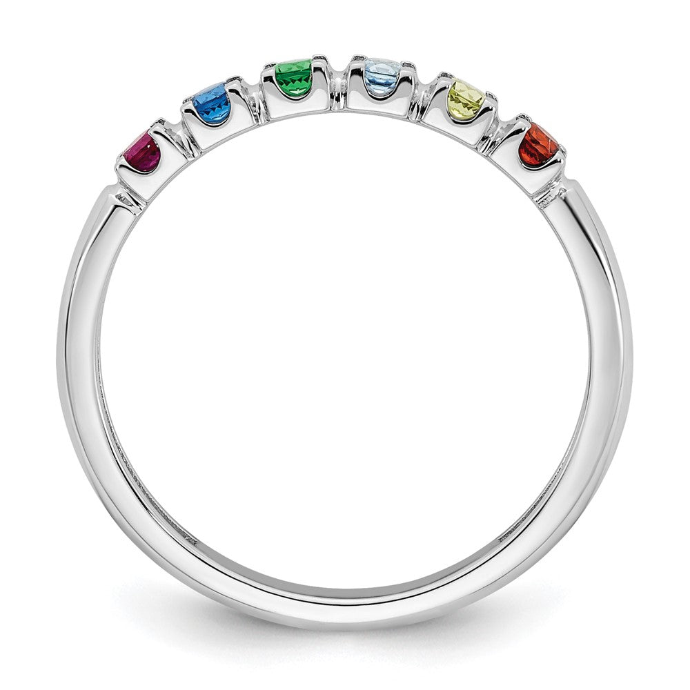 14k White Gold Synthetic 6 Birthstone Mother's Ring