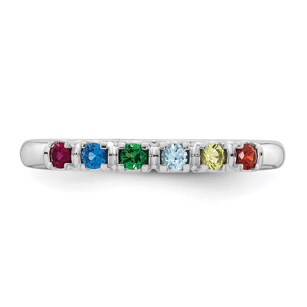 14k White Gold Genuine 6 Birthstone Mother's Ring