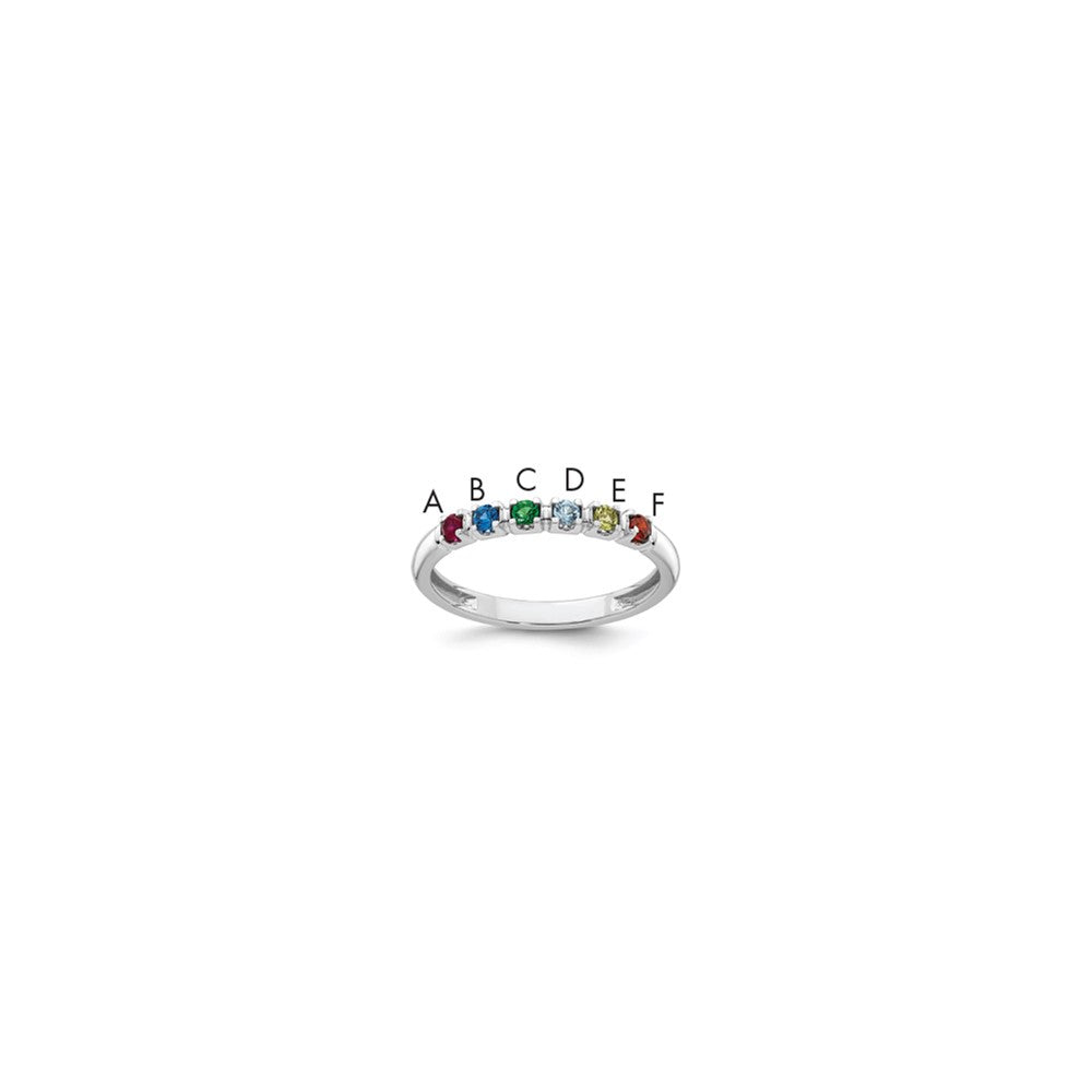 14k White Gold Synthetic 6 Birthstone Mother's Ring