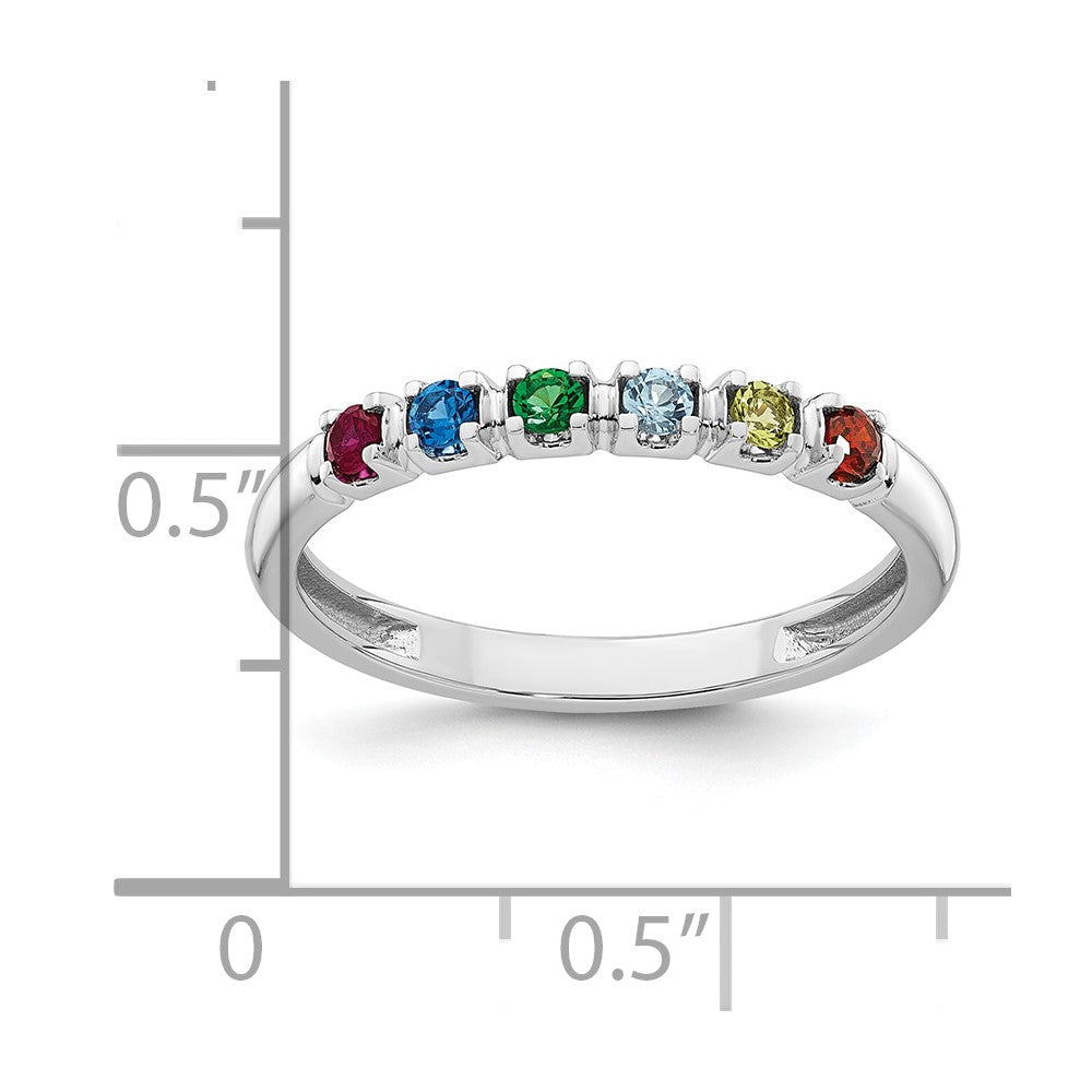 14k White Gold Synthetic 6 Birthstone Mother's Ring