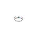 14k White Gold Genuine 7 Birthstone Mother's Ring