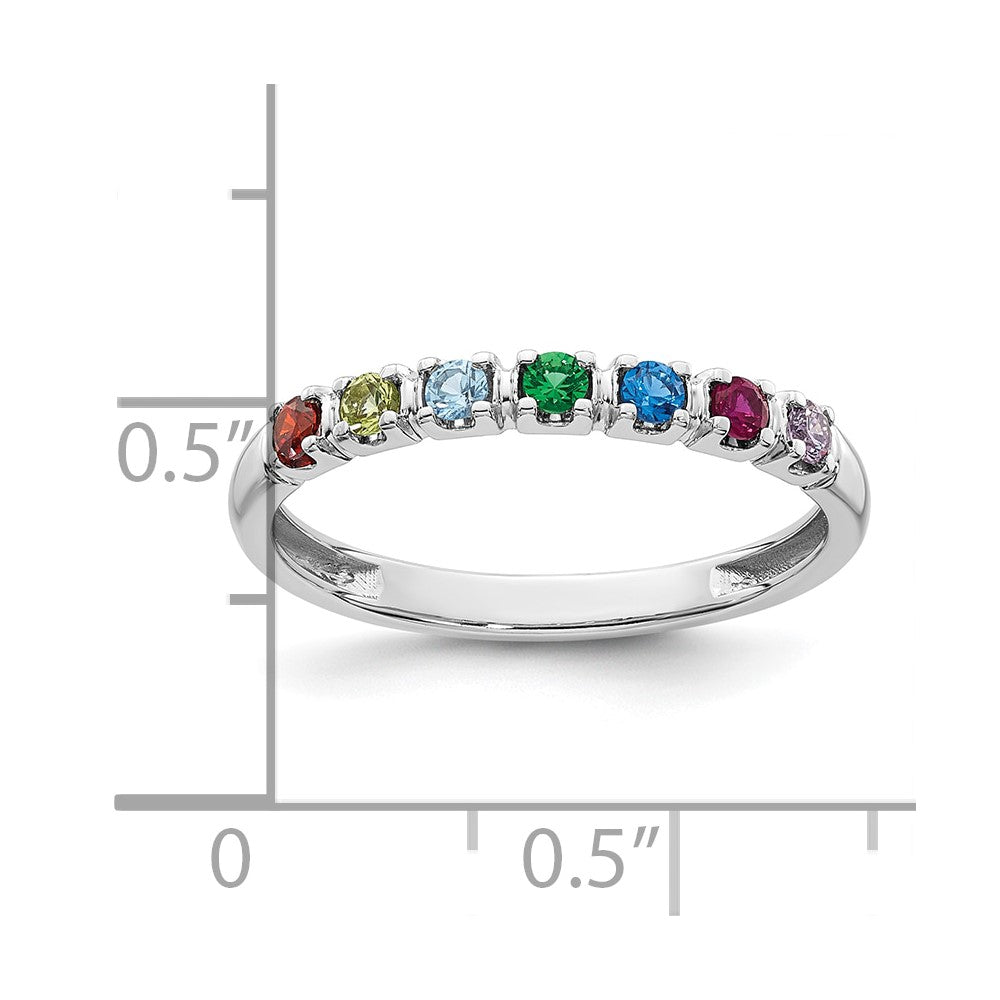 14k White Gold Genuine 7 Birthstone Mother's Ring