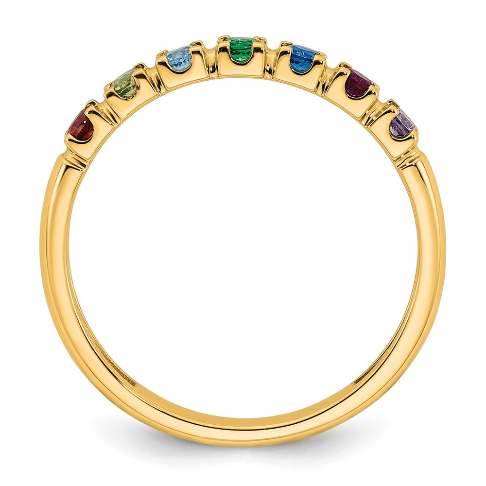 14k Yellow Gold 7 Synthetic Birthstone Mother's Ring