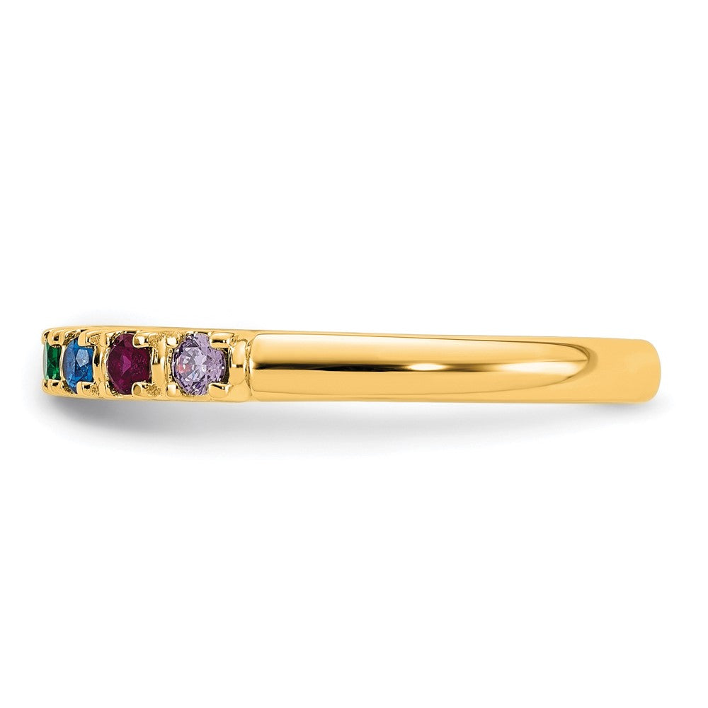 14k Yellow Gold 7 Synthetic Birthstone Mother's Ring
