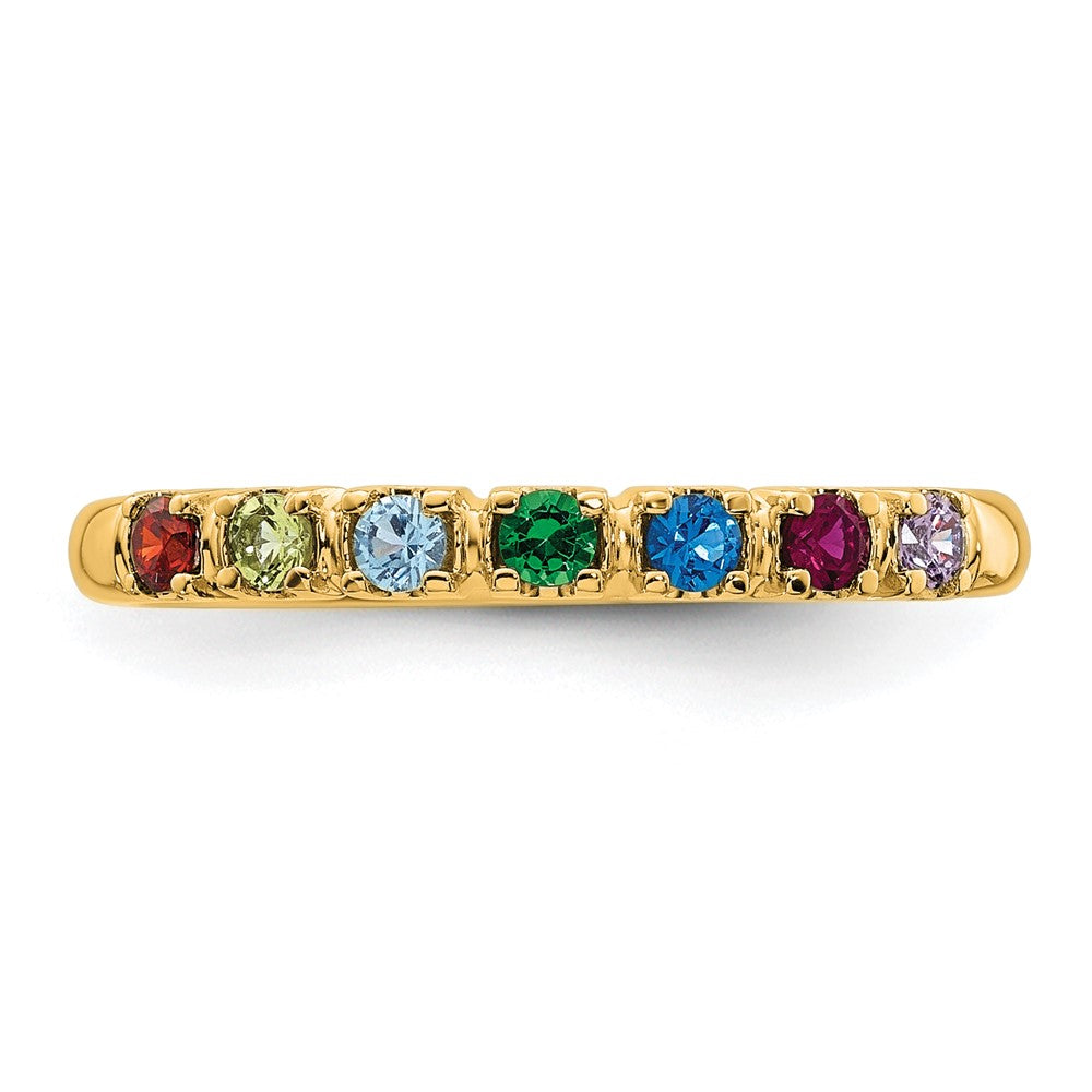 14k Yellow Gold 7 Synthetic Birthstone Mother's Ring