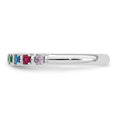 14k White Gold Genuine 8 Birthstone Mother's Ring