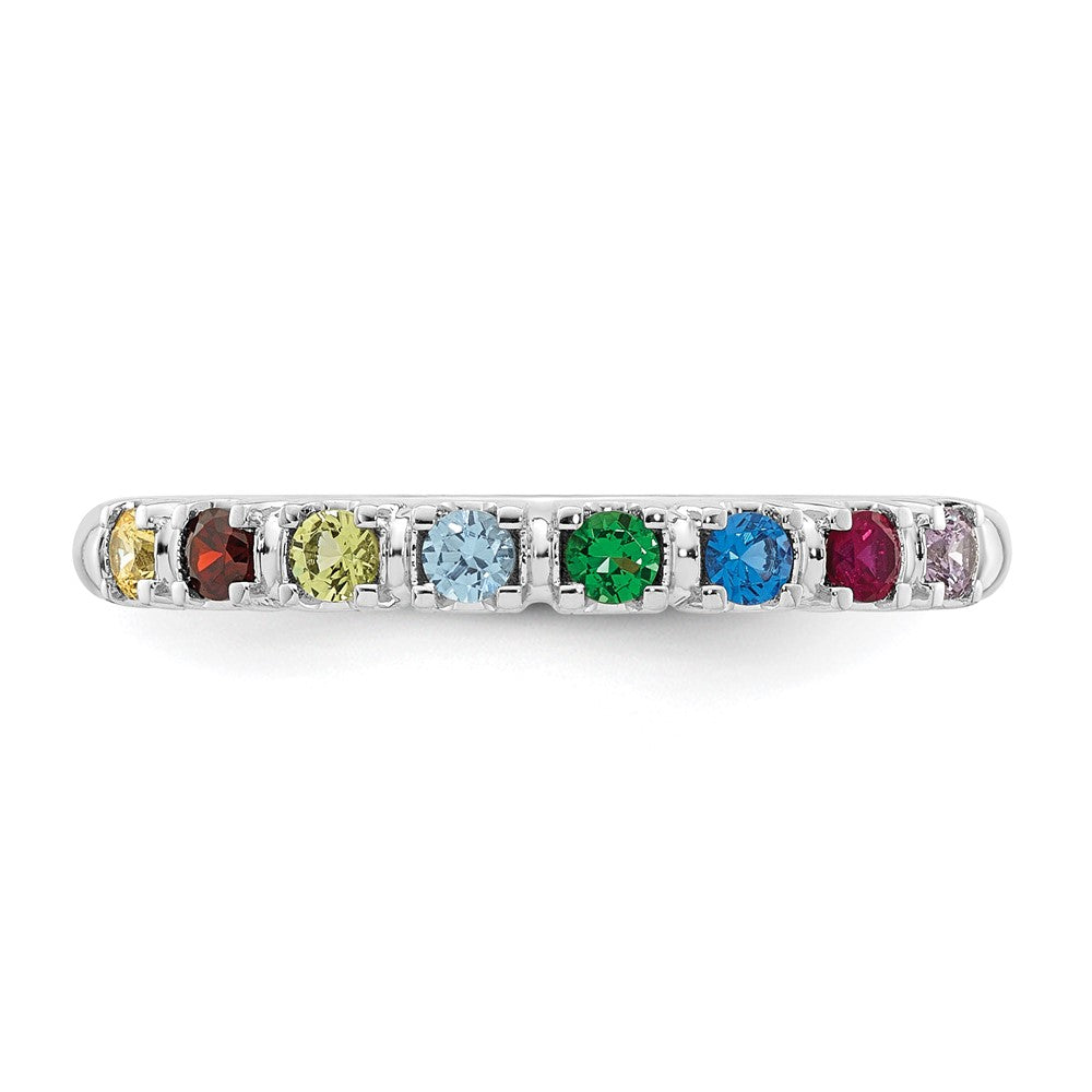 14k White Gold Genuine 8 Birthstone Mother's Ring