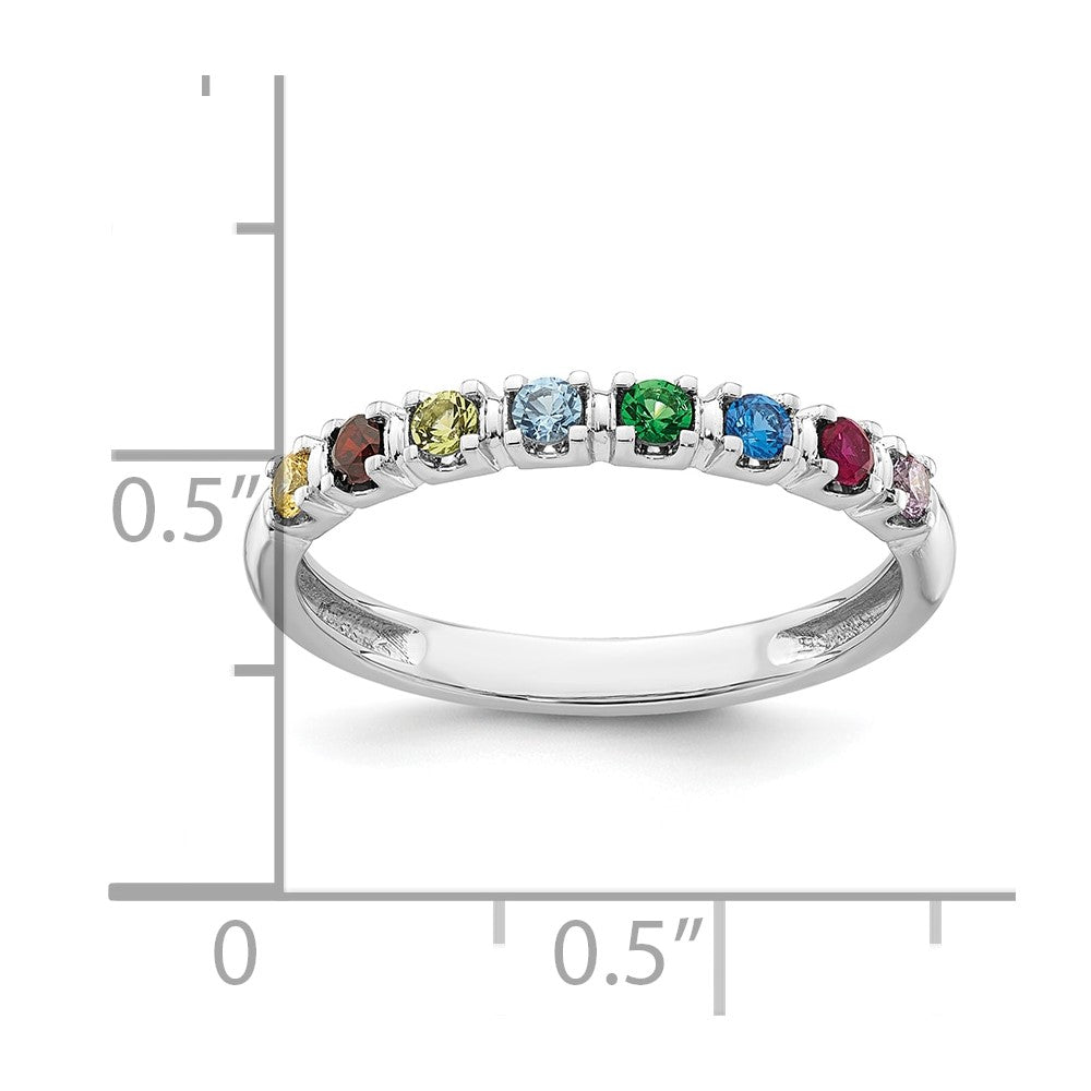 14k White Gold Synthetic 8 Birthstone Mother's Ring