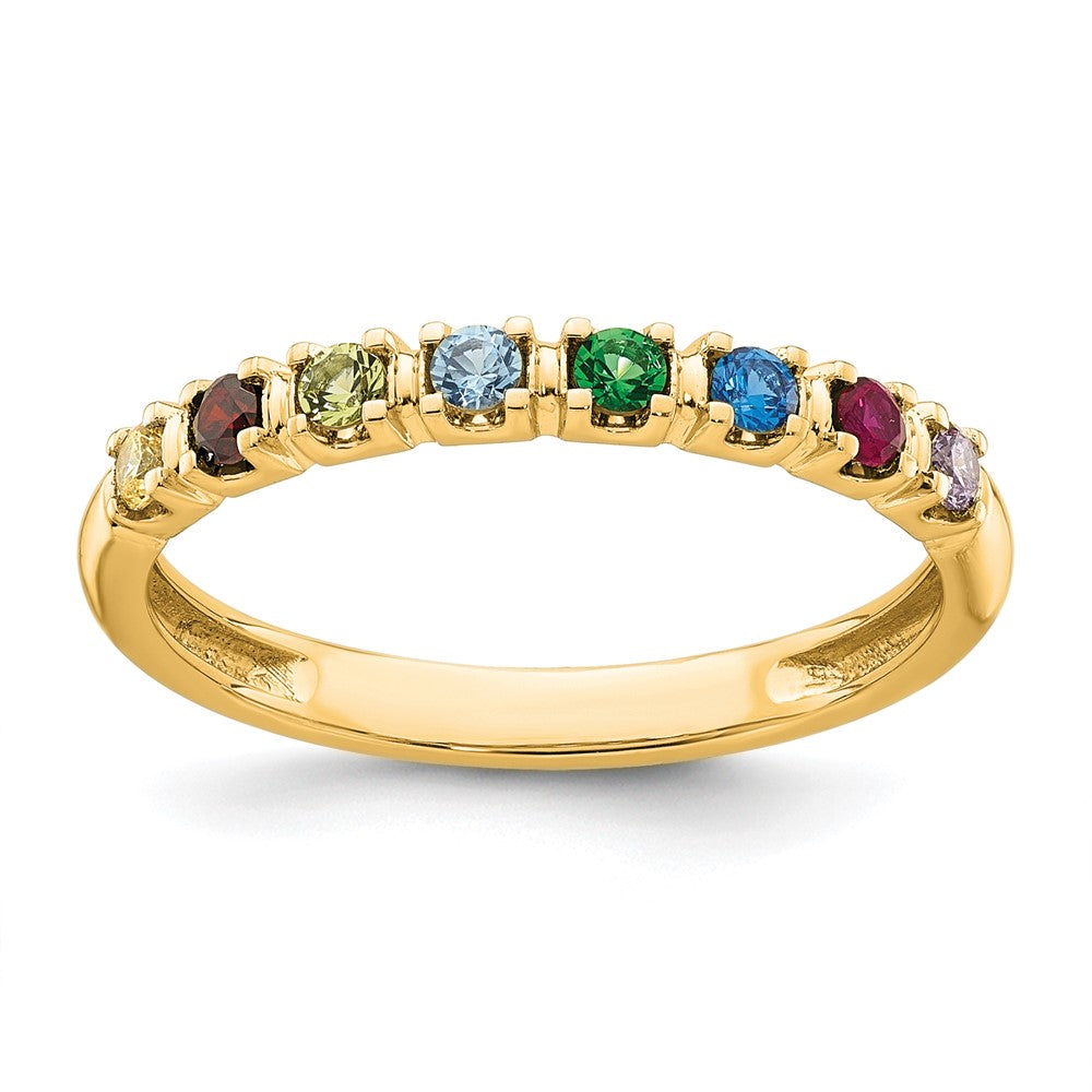 14k Yellow Gold 8 Synthetic Birthstone Mother's Ring