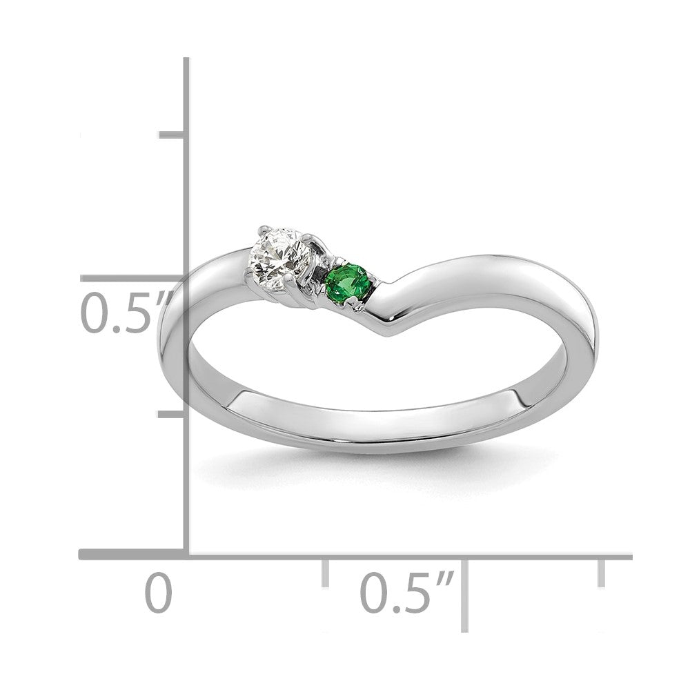 14k White Gold 1 Synthetic Birthstone with Diamond Mother's Ring