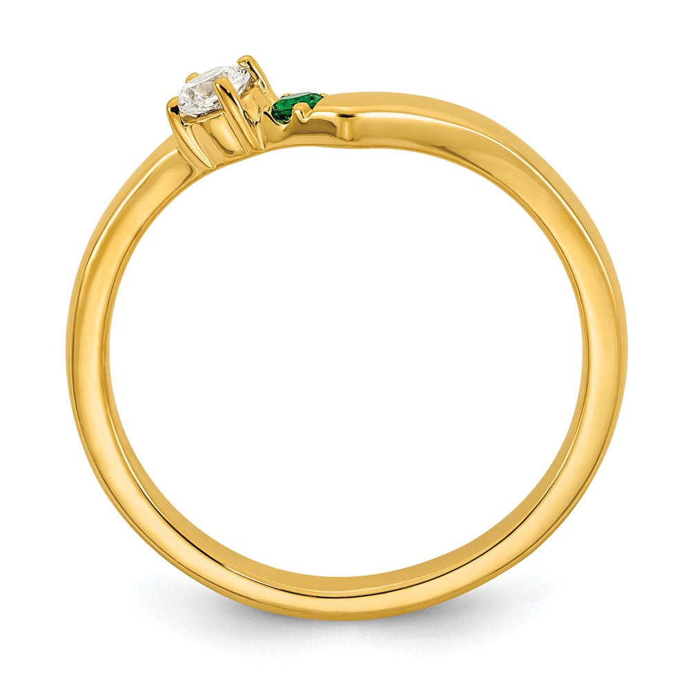 14k 1 Birthstone with Diamond Mother's Ring Mounting