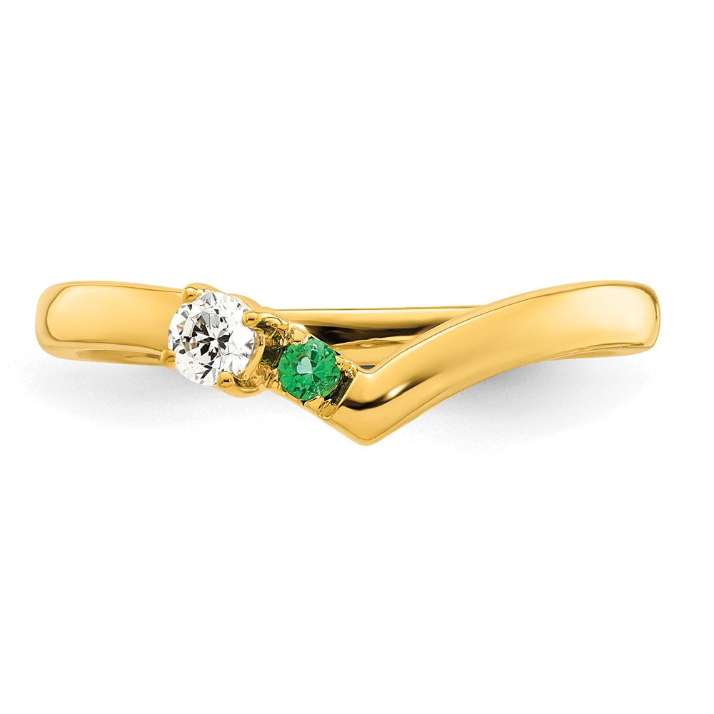 14k 1 Birthstone with Diamond Mother's Ring Mounting