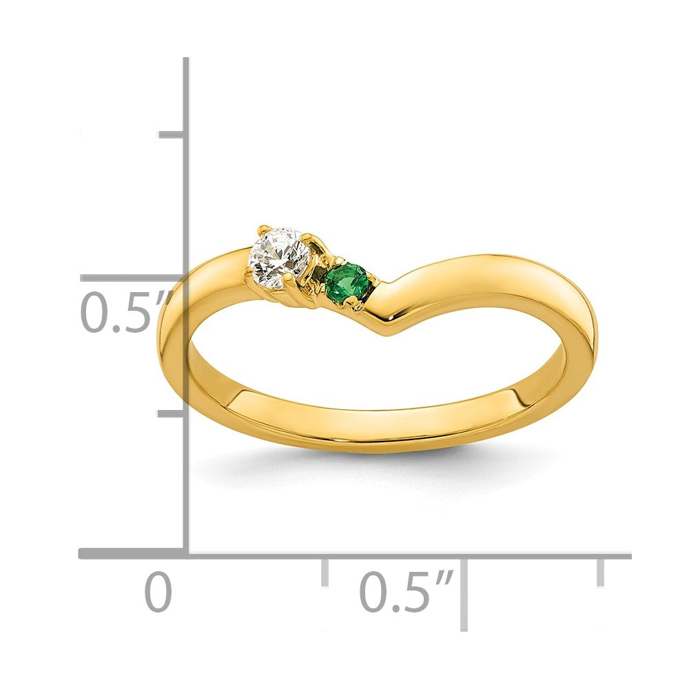 14k 1 Genuine Birthstone with Diamond Mother's Ring