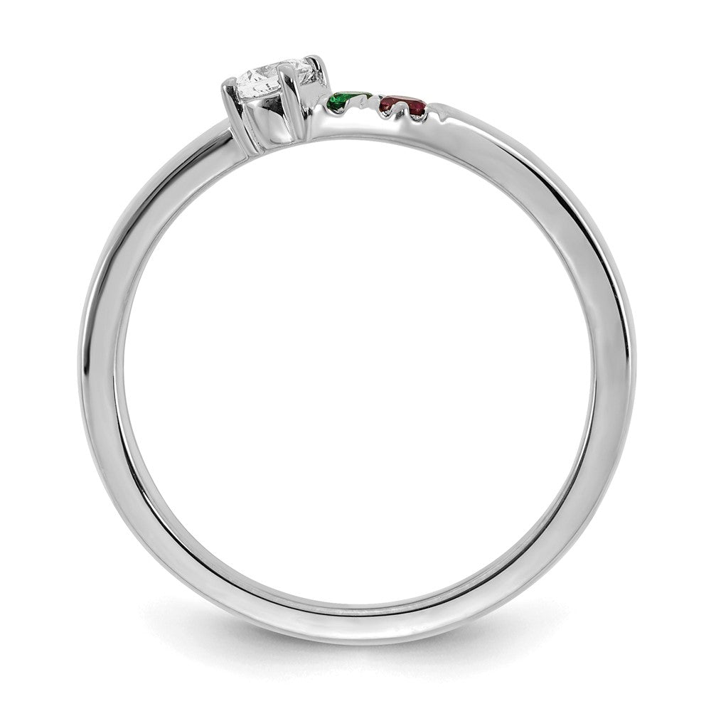 14k White Gold 2 Genuine Birthstone with Diamond Mother's Ring