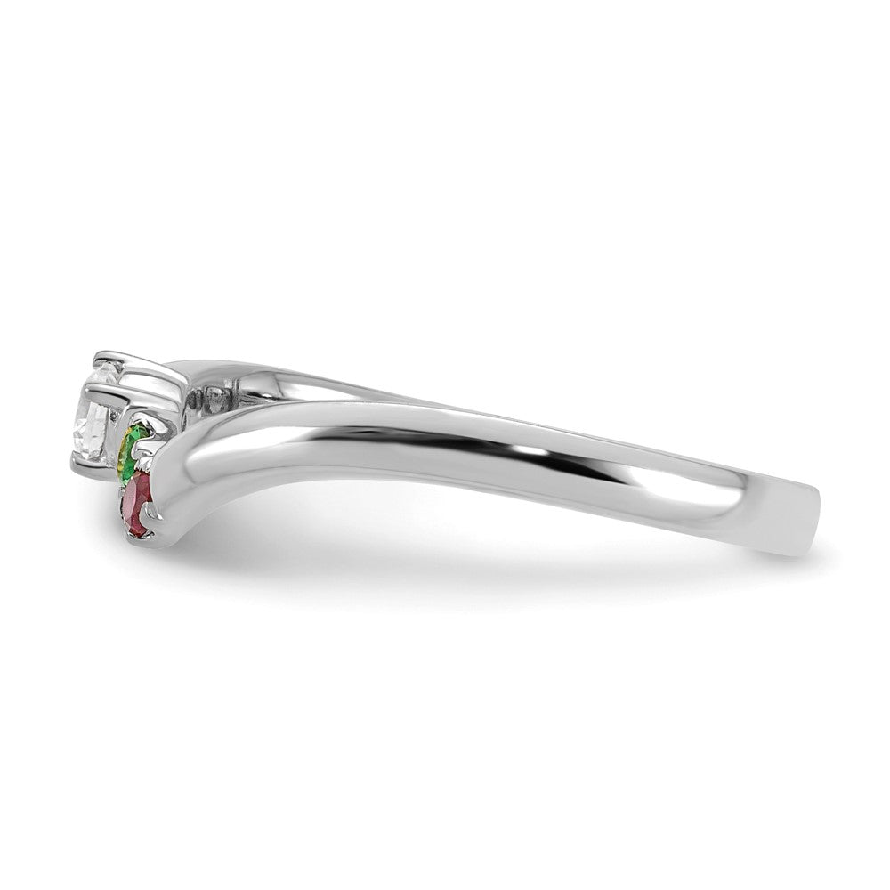 14k White Gold 2 Synthetic Birthstone with Diamond Mother's Ring