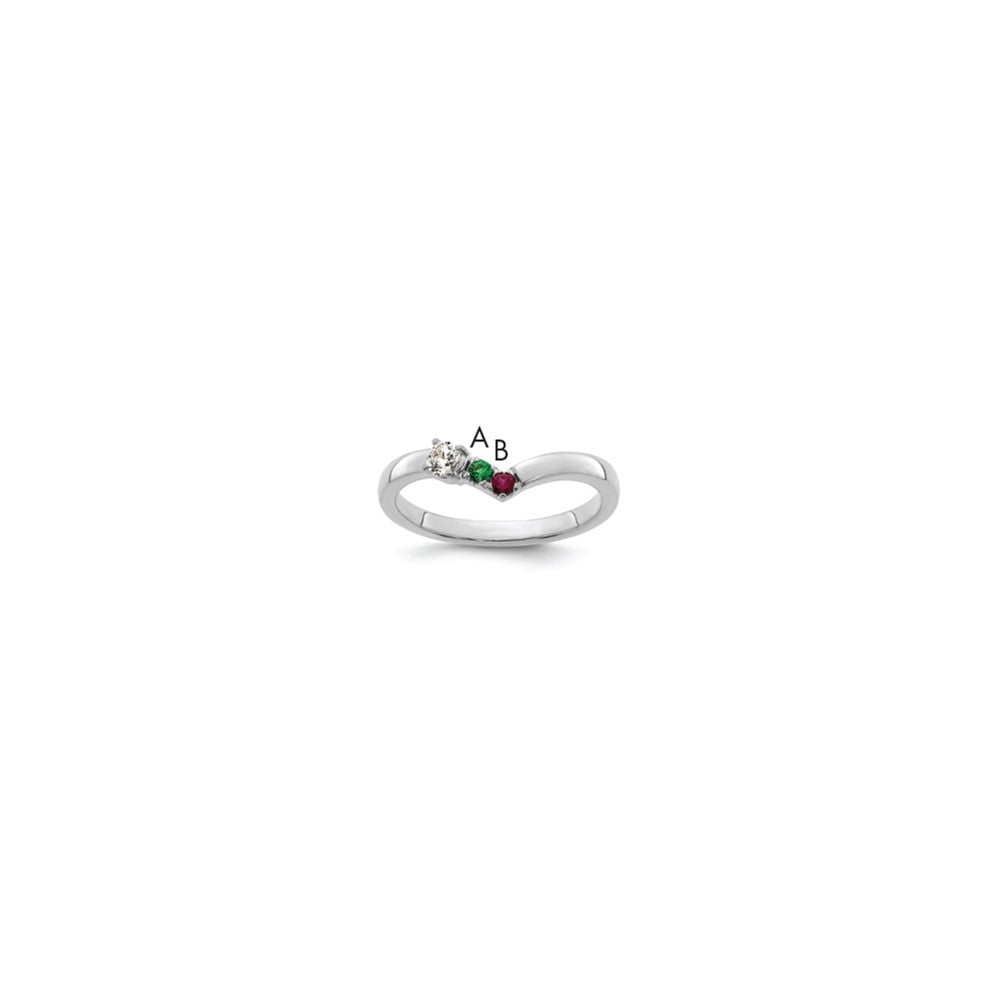 14k WG 2 Birthstone with Diamond with Mother's Ring Mounting