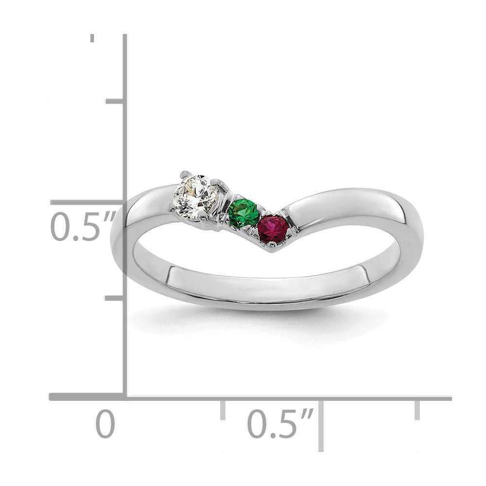 14k WG 2 Birthstone with Diamond with Mother's Ring Mounting