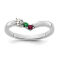 14k White Gold 2 Genuine Birthstone with Diamond Mother's Ring