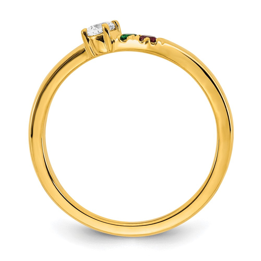 14k 2 Birthstone with Diamond Mother's Ring Mounting