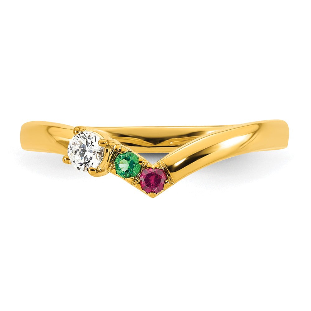 14k 2 Birthstone with Diamond Mother's Ring Mounting