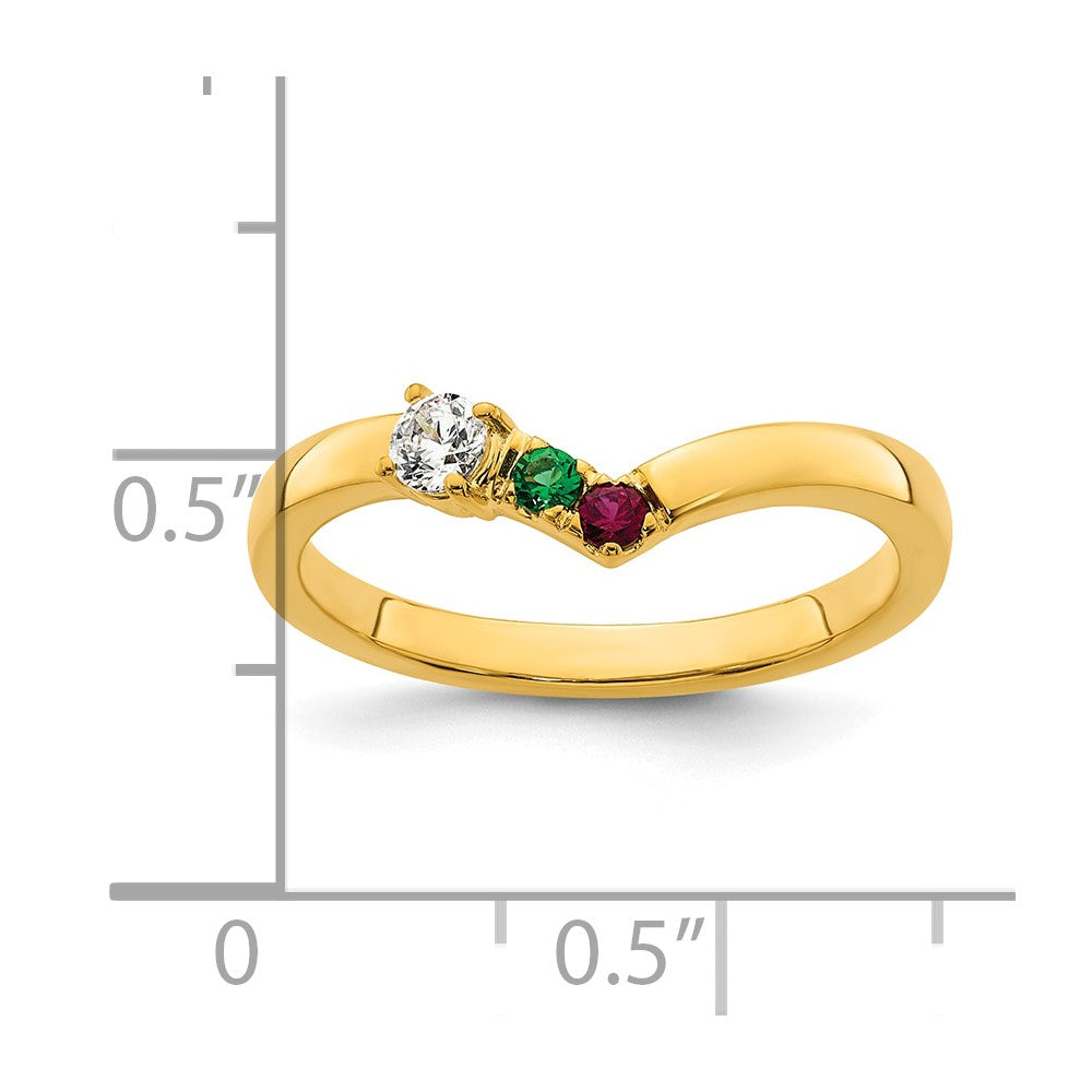 14k 2 Genuine Birthstone with Diamond Mother's Ring