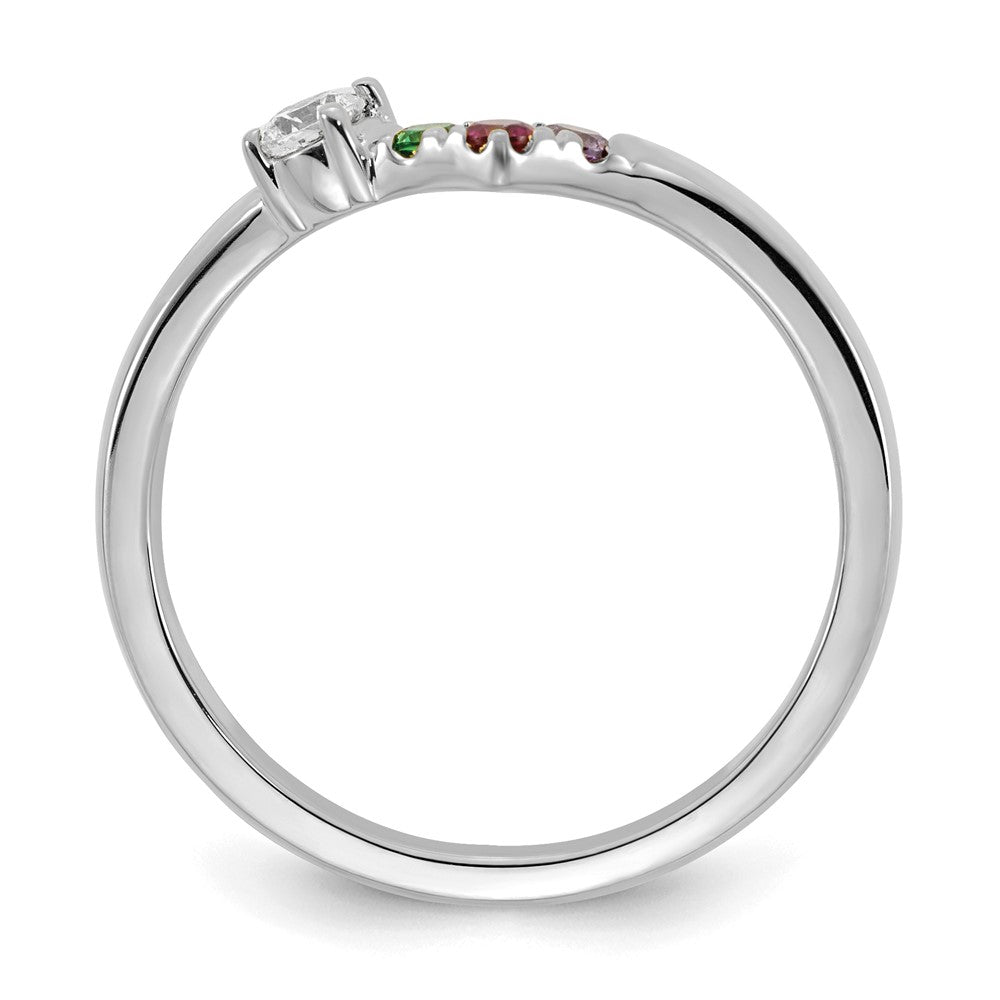 14k White Gold 3 Genuine Birthstone with Diamond Mother's Ring