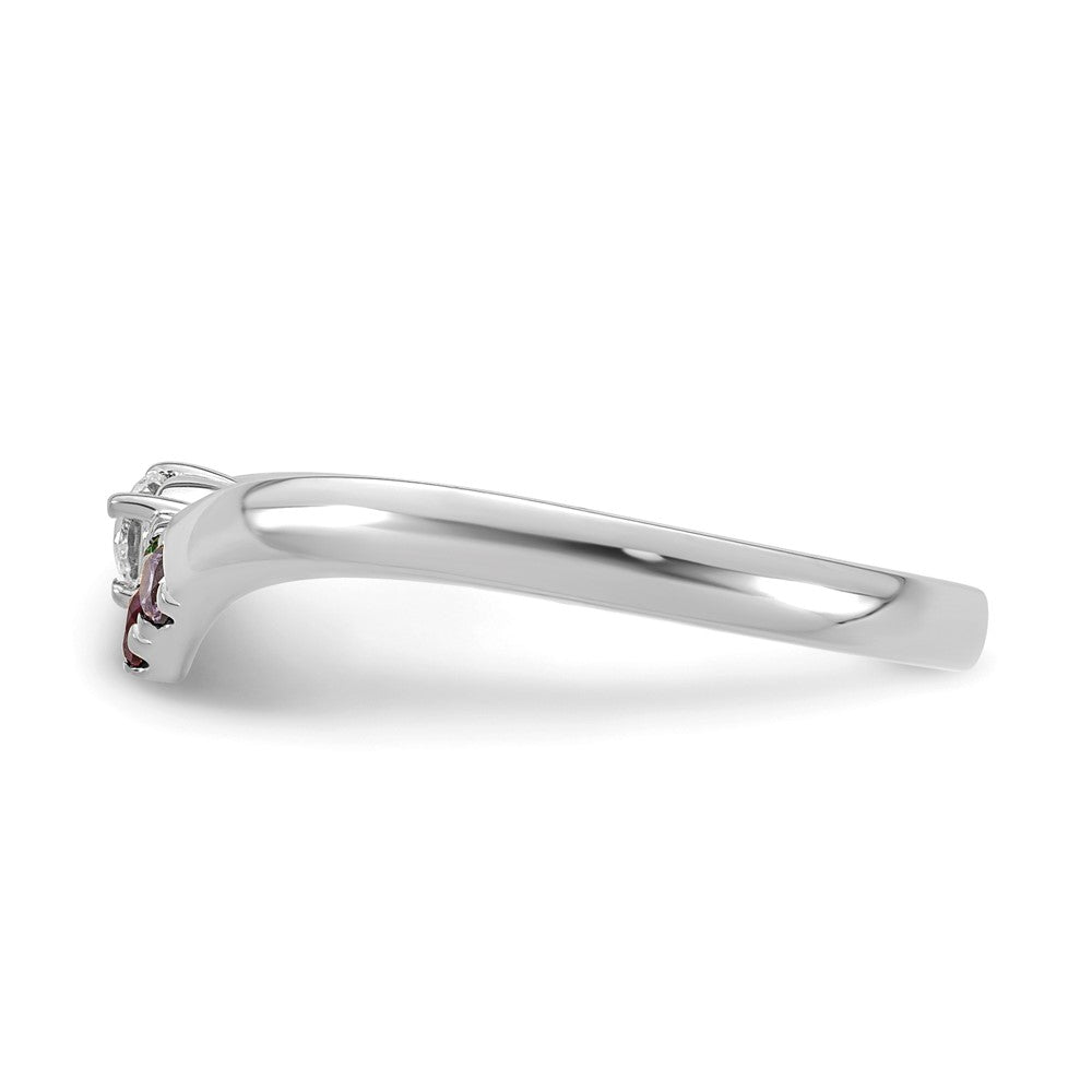 14k White Gold 3 Synthetic Birthstone with Diamond Mother's Ring