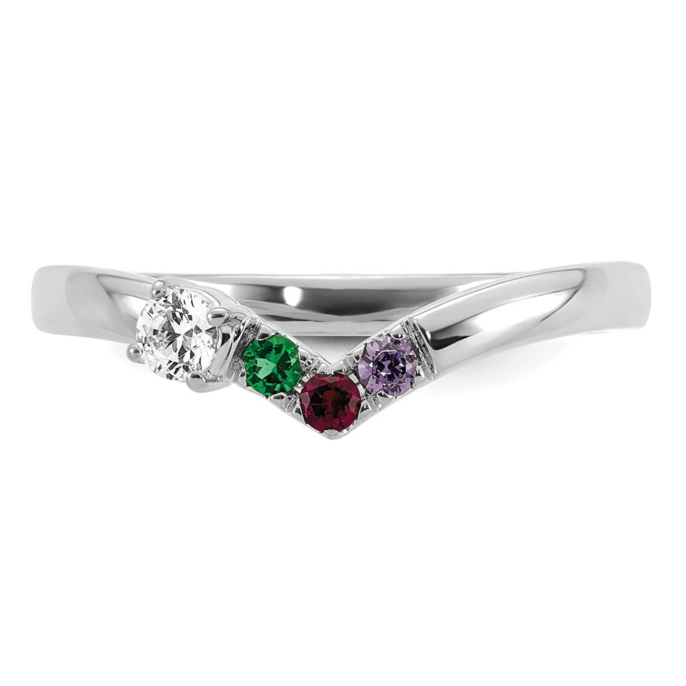 14k White Gold 3 Genuine Birthstone with Diamond Mother's Ring