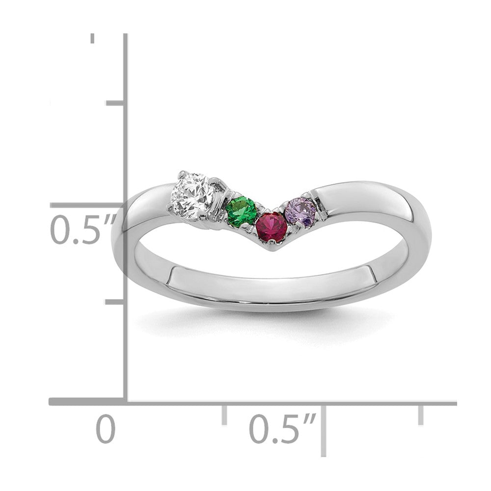 14k WG 3 Birthstone with Diamond with Mother's Ring Mounting