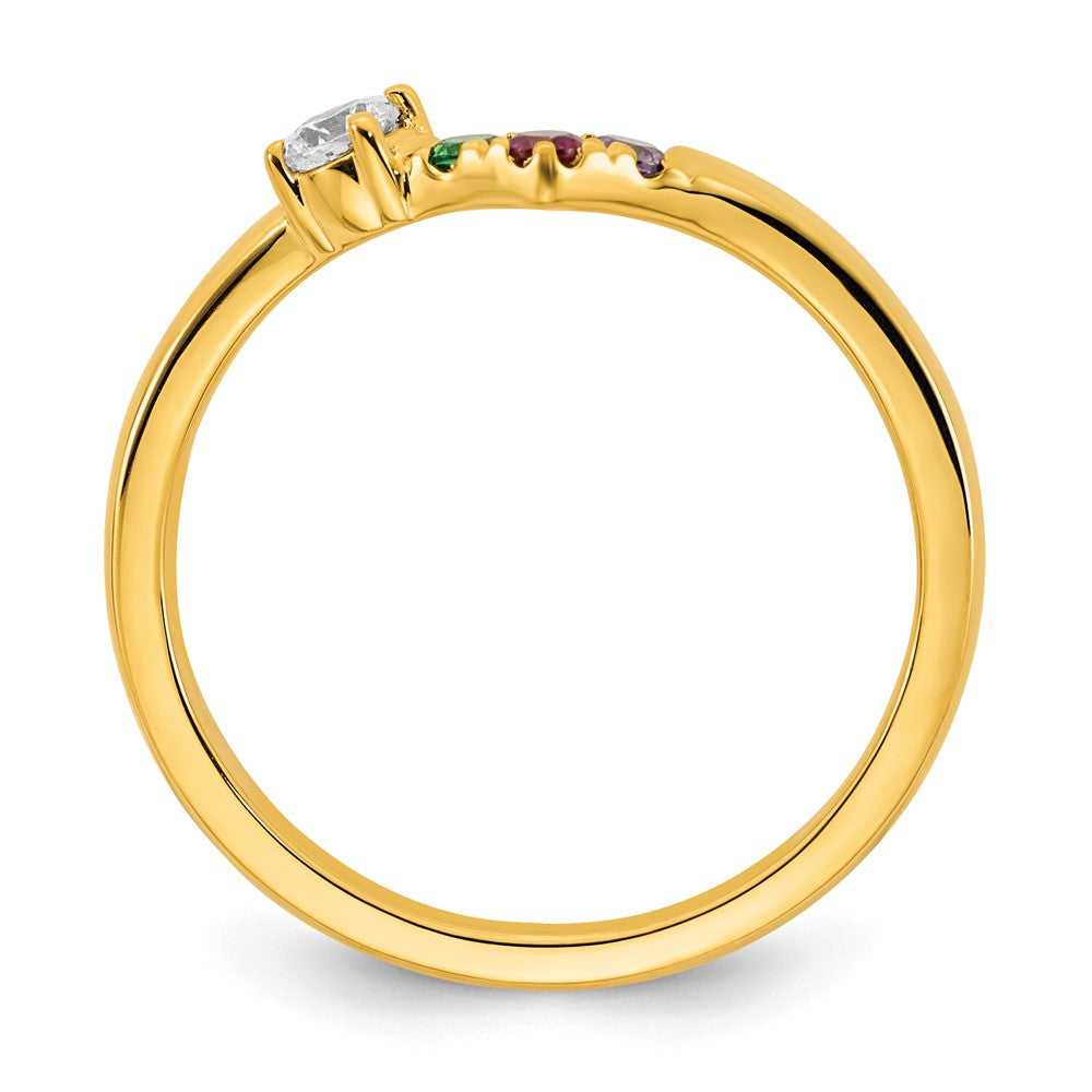 14k 3 Synthetic Birthstone with Diamond Mother's Ring