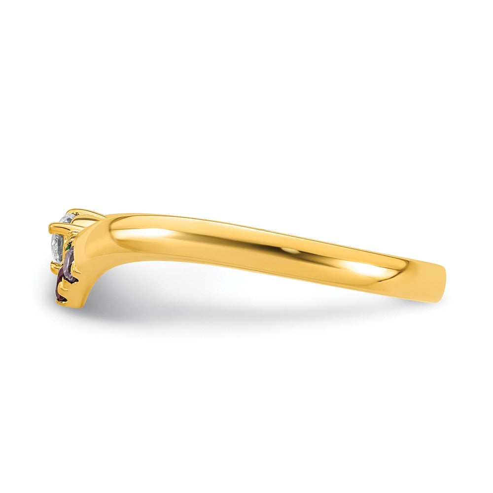14k 3 Genuine Birthstone with Diamond Mother's Ring