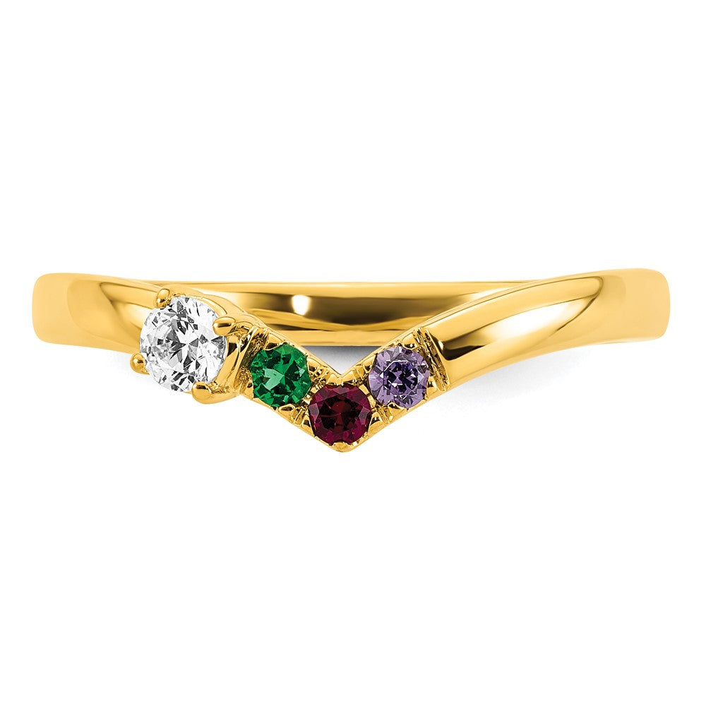 14k 3 Synthetic Birthstone with Diamond Mother's Ring