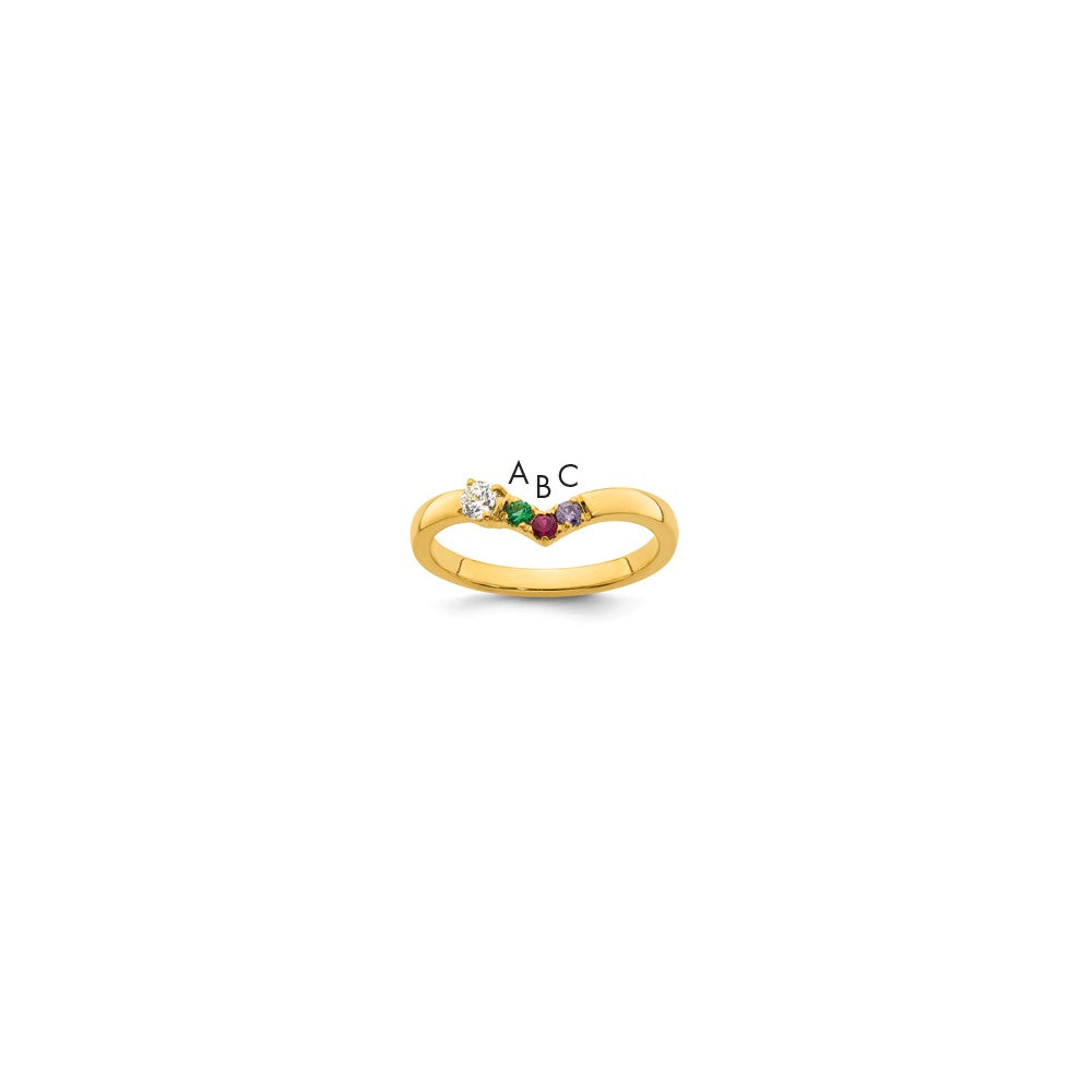14k 3 Genuine Birthstone with Diamond Mother's Ring