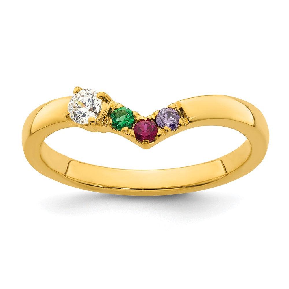 14k 3 Birthstone with Diamond Mother's Ring Mounting