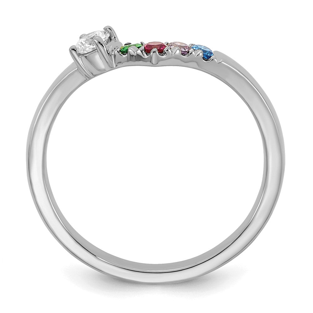14k White Gold 4 Genuine Birthstone with Diamond Mother's Ring