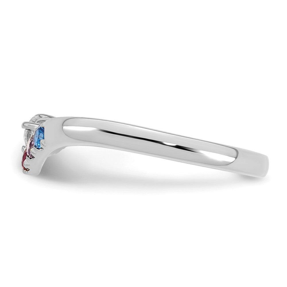 14k White Gold 4 Genuine Birthstone with Diamond Mother's Ring