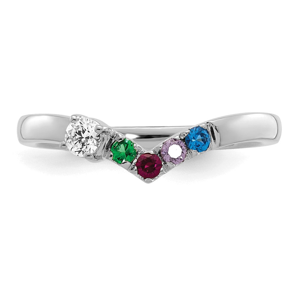 14k White Gold 4 Genuine Birthstone with Diamond Mother's Ring