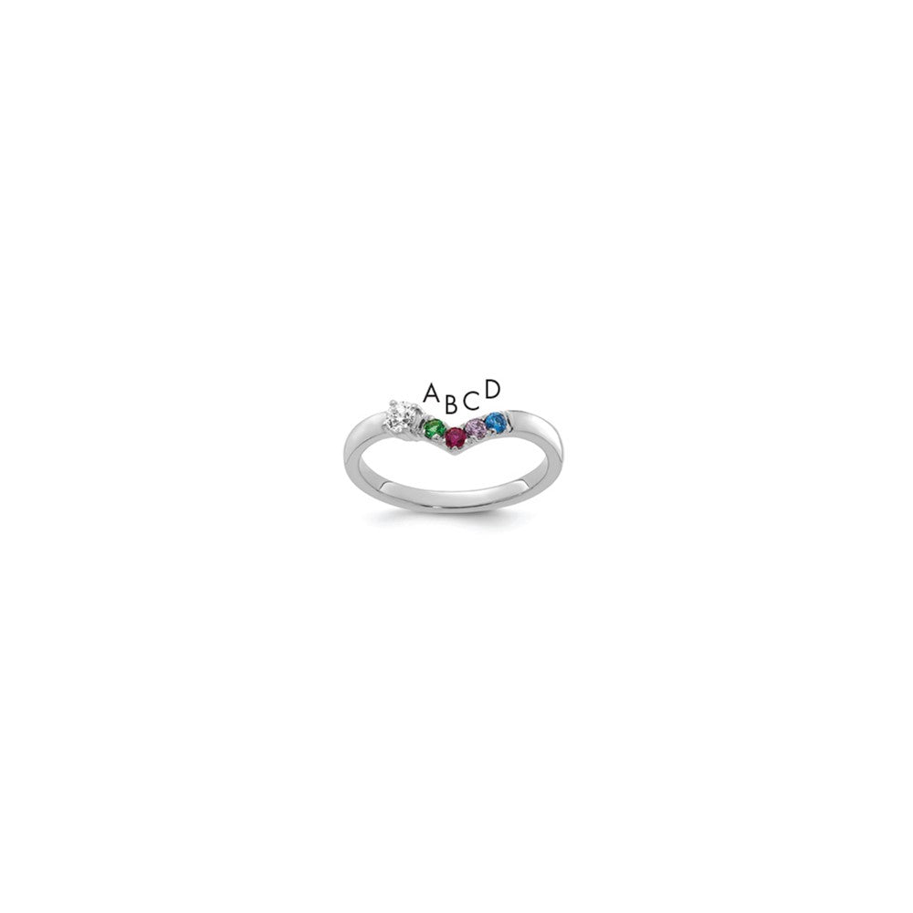 14k White Gold 4 Synthetic Birthstone with Diamond Mother's Ring