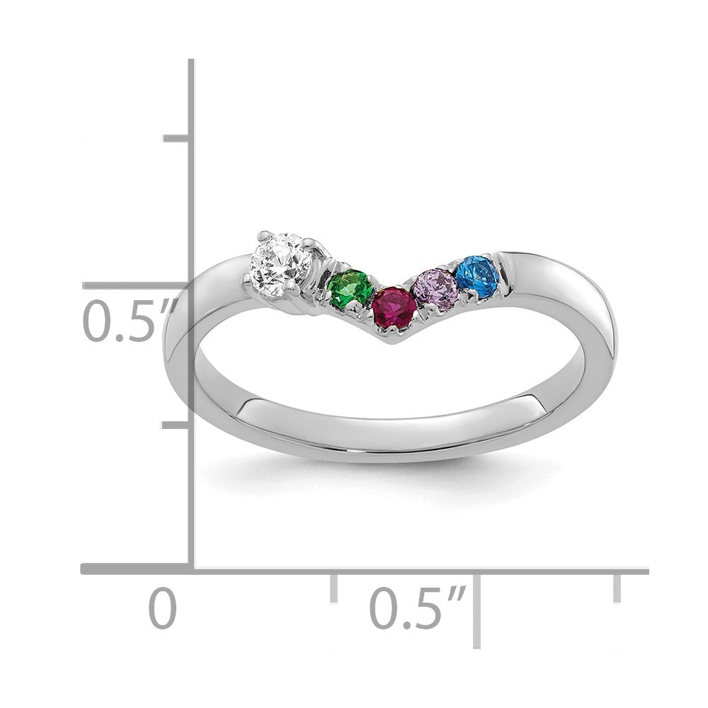 14k WG 4 Birthstone with Diamond with Mother's Ring Mounting